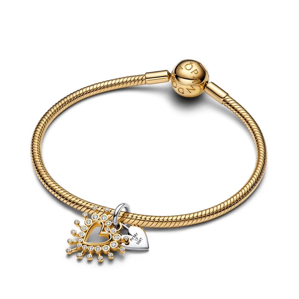 Dvigubas kabantis karoliukas „Spinduliuojanti širdis“ - Pandora Lietuva