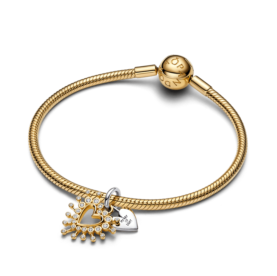 Dvigubas kabantis karoliukas „Spinduliuojanti širdis“ - Pandora Lietuva