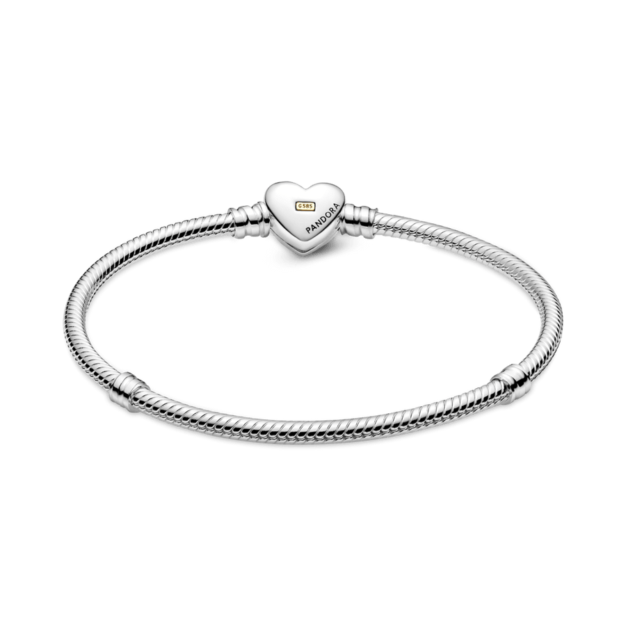 Išgaubtos auksinės širdelės užsegimo ir gyvatės rašto apyrankė - Pandora Lietuva