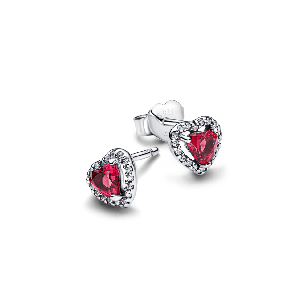 Įsmeigiami auskarai „Raudona iškili širdis“ - Pandora Lietuva