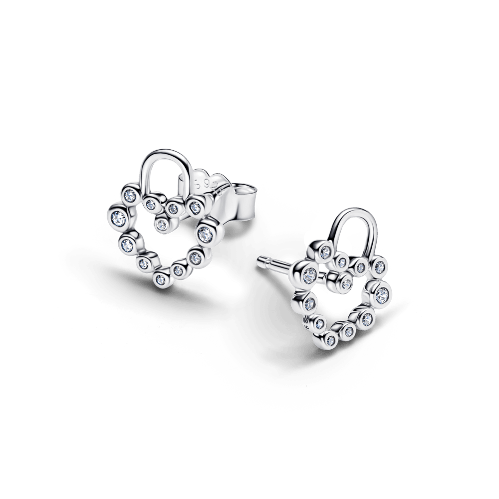 Įsmeigiami auskarai „Spindinti širdies formos spynelė“ - Pandora Lietuva