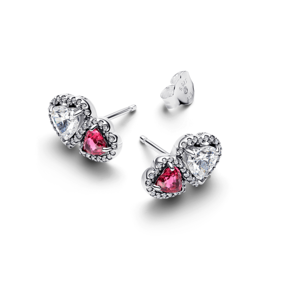 Įsmeigiami auskarai su širdies formos aureole - Pandora Lietuva