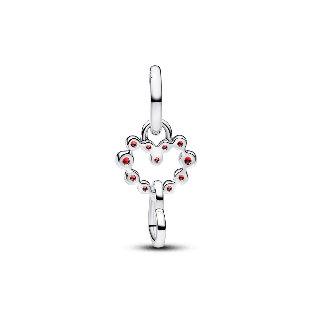 Kabantis sujungtų širdžių ir raudonų akmenėlių karoliukas - Pandora Lietuva