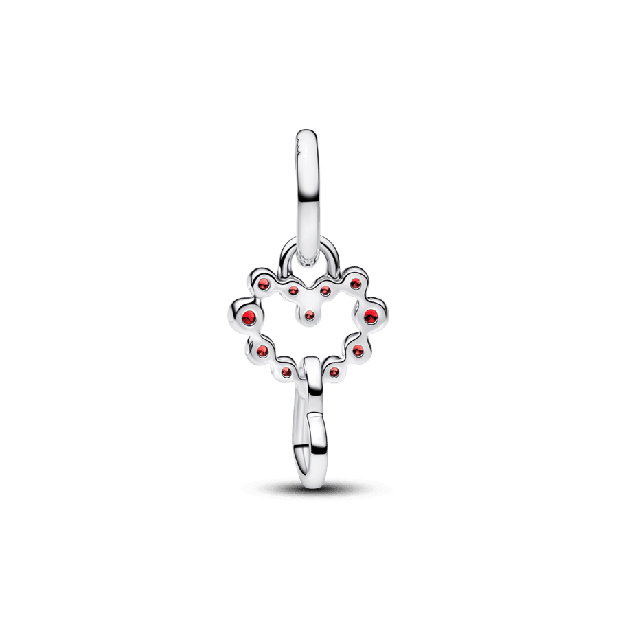 Kabantis sujungtų širdžių ir raudonų akmenėlių karoliukas - Pandora Lietuva