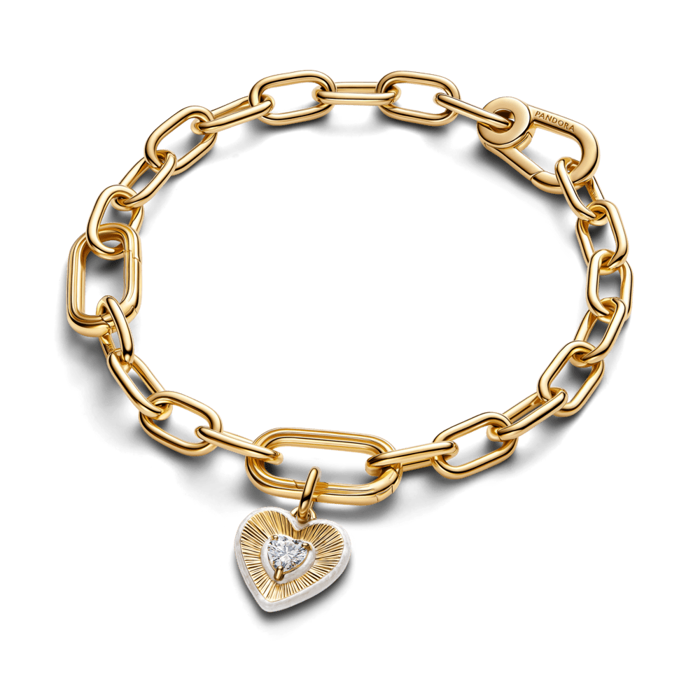 Karoliukas su medalionu „Spinduliuojanti balta širdis“ - Pandora Lietuva