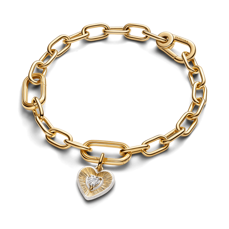 Karoliukas su medalionu „Spinduliuojanti balta širdis“ - Pandora Lietuva