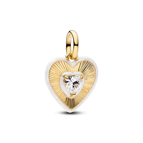 Karoliukas su medalionu „Spinduliuojanti balta širdis“ - Pandora Lietuva