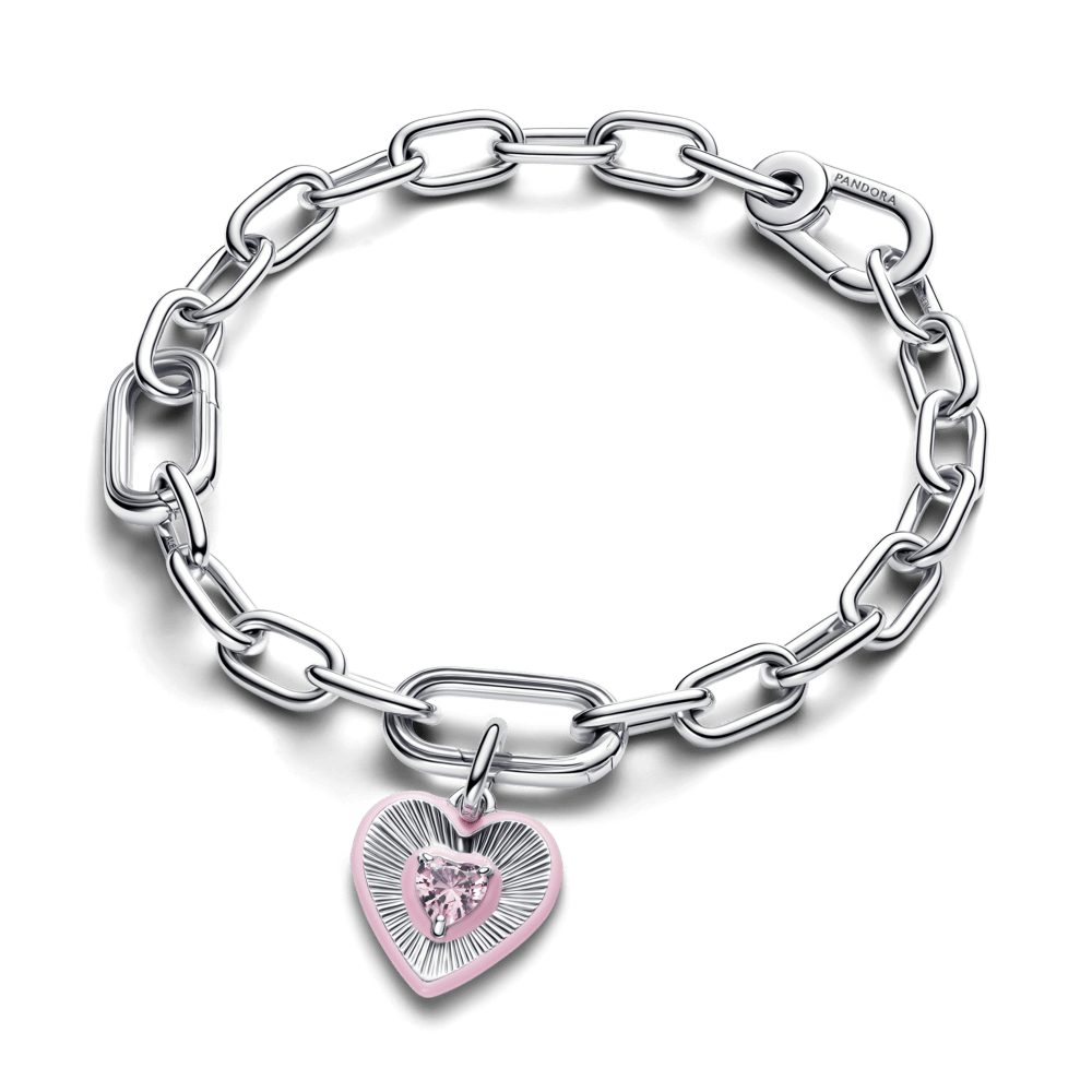 Karoliukas su medalionu „Spinduliuojanti rožinė širdis“ - Pandora Lietuva