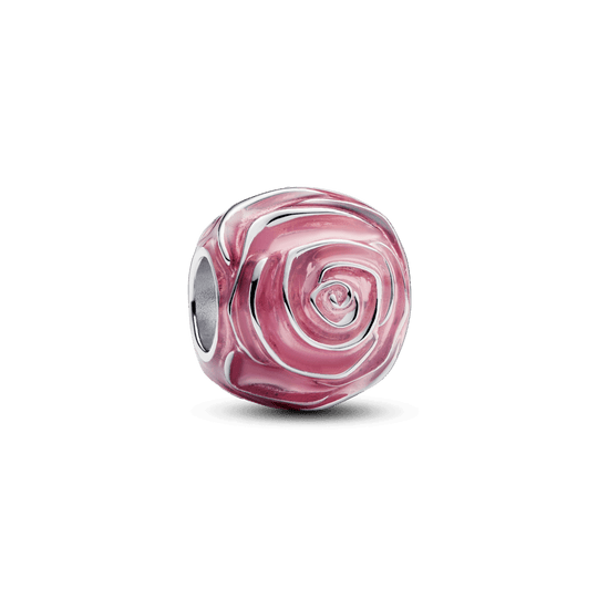 Karoliukas „Žydinti rožinės spalvos rožė“ - Pandora Lietuva