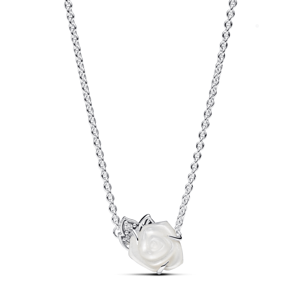 Koljė vėrinys „Baltos spalvos žydinti rožė“ - Pandora Lietuva