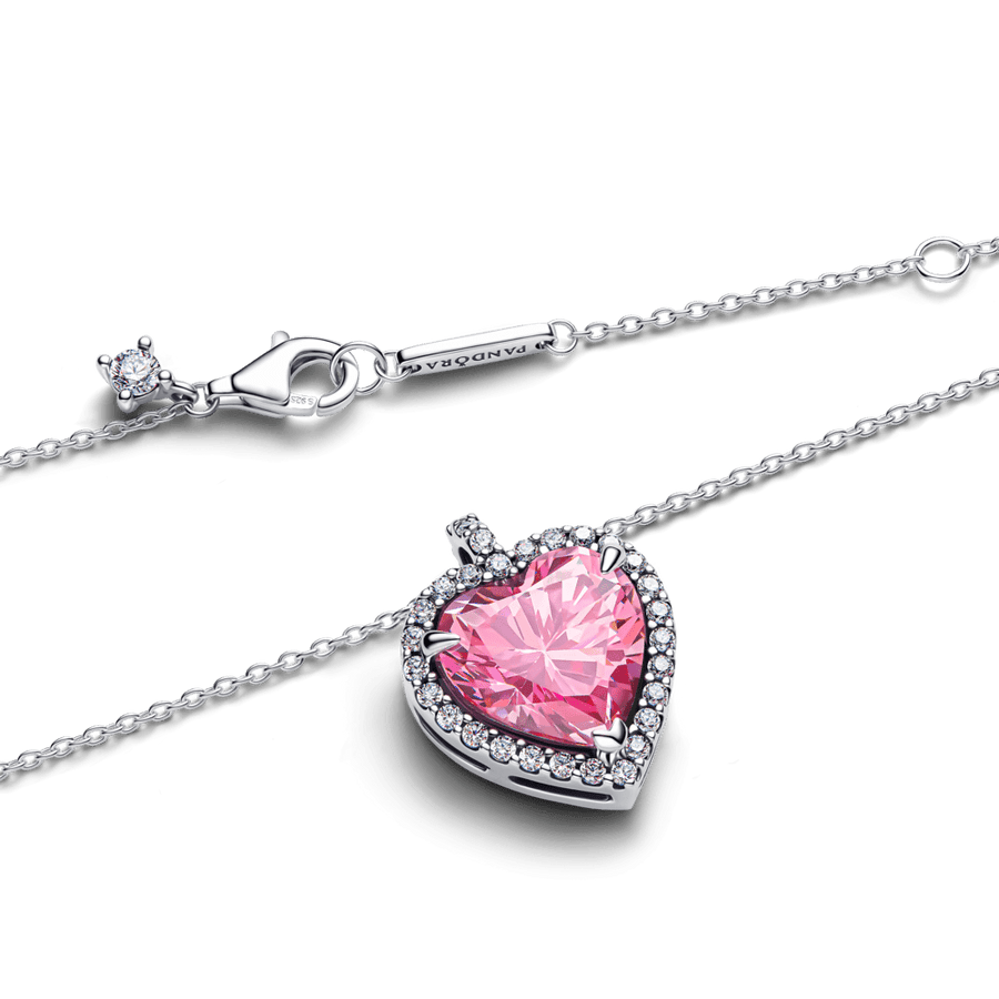 Koljė vėrinys su rožinės širdies formos aureole - Pandora Lietuva