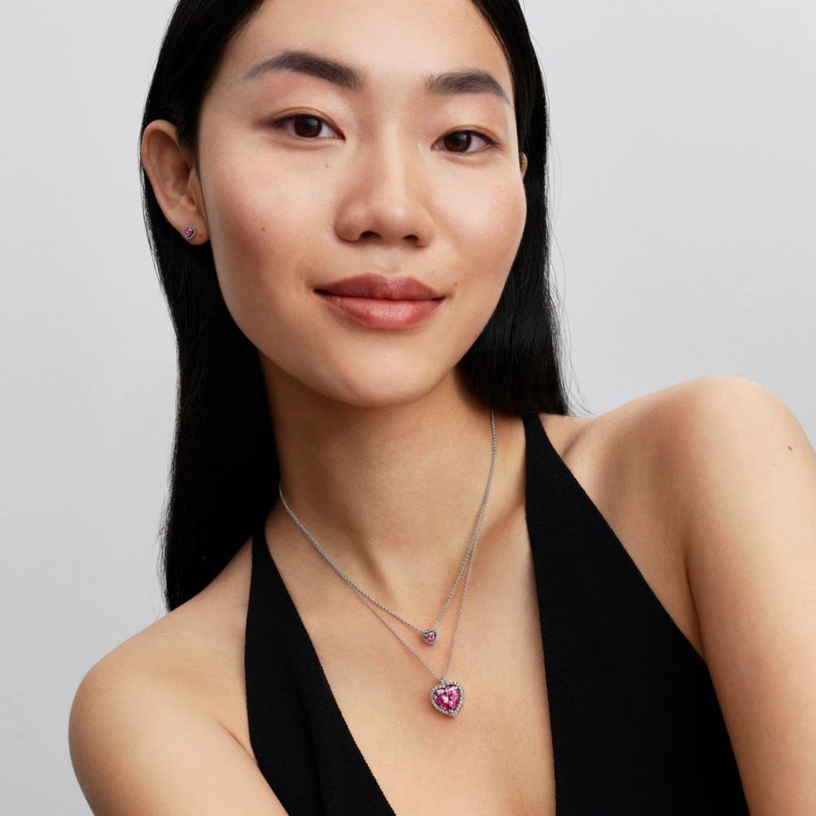 Koljė vėrinys su rožinės širdies formos aureole - Pandora Lietuva