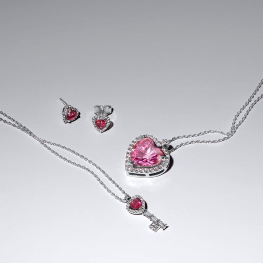 Koljė vėrinys su rožinės širdies formos aureole - Pandora Lietuva