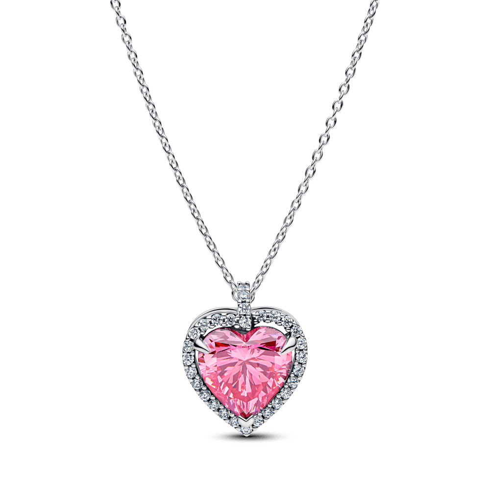 Koljė vėrinys su rožinės širdies formos aureole - Pandora Lietuva