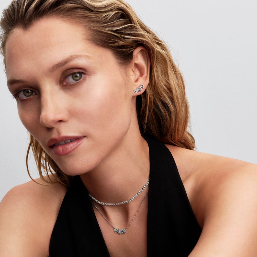 Koljė vėrinys su trimis širdies formos aureolėmis - Pandora Lietuva