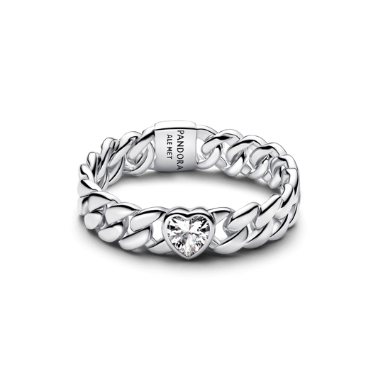 Kubos tipo grandinėlės žiedas su širdimi - Pandora Lietuva