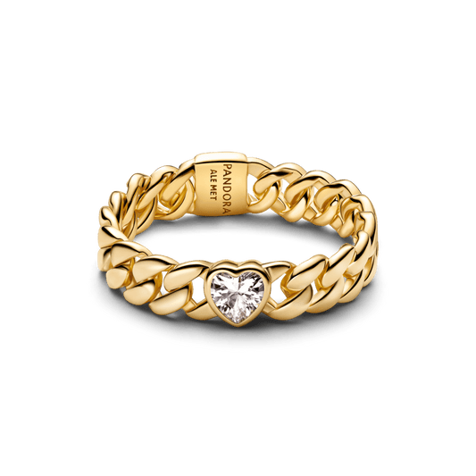 Kubos tipo grandinėlės žiedas su širdimi - Pandora Lietuva