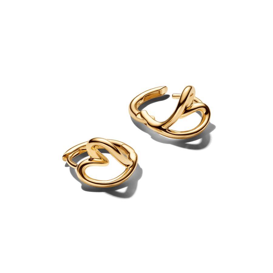 Maži organiškos formos lankelio auskarai „Širdis“ - Pandora Lietuva