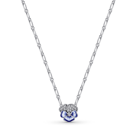 Mėlynos našlaitės gėlės kaklo vėrinys - Pandora Lietuva