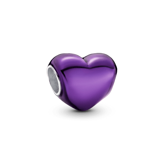Metalinis violetinis širdelės karoliukas - Pandora Lietuva