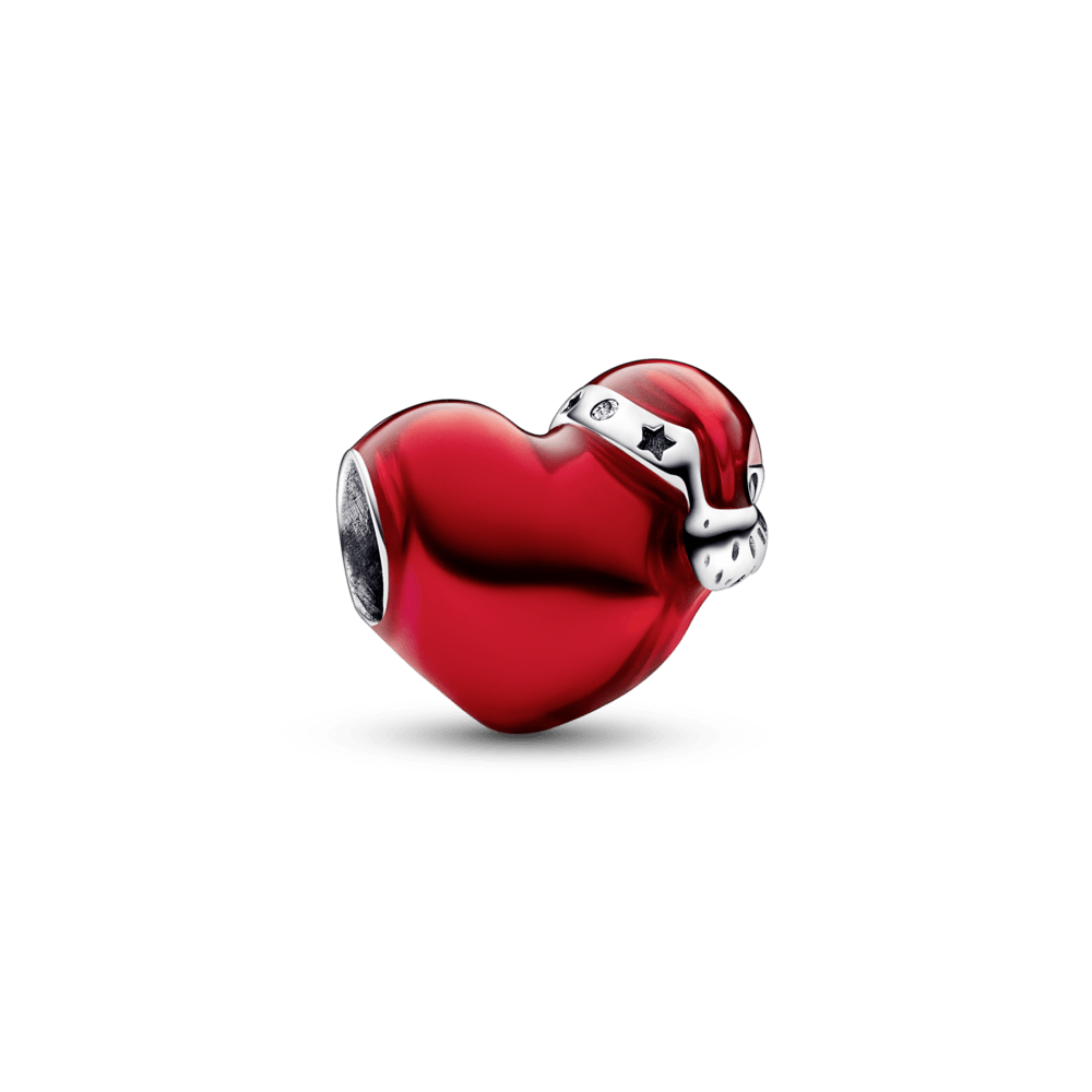 Metallic Red Christmas Heart Charm - Pandora LT