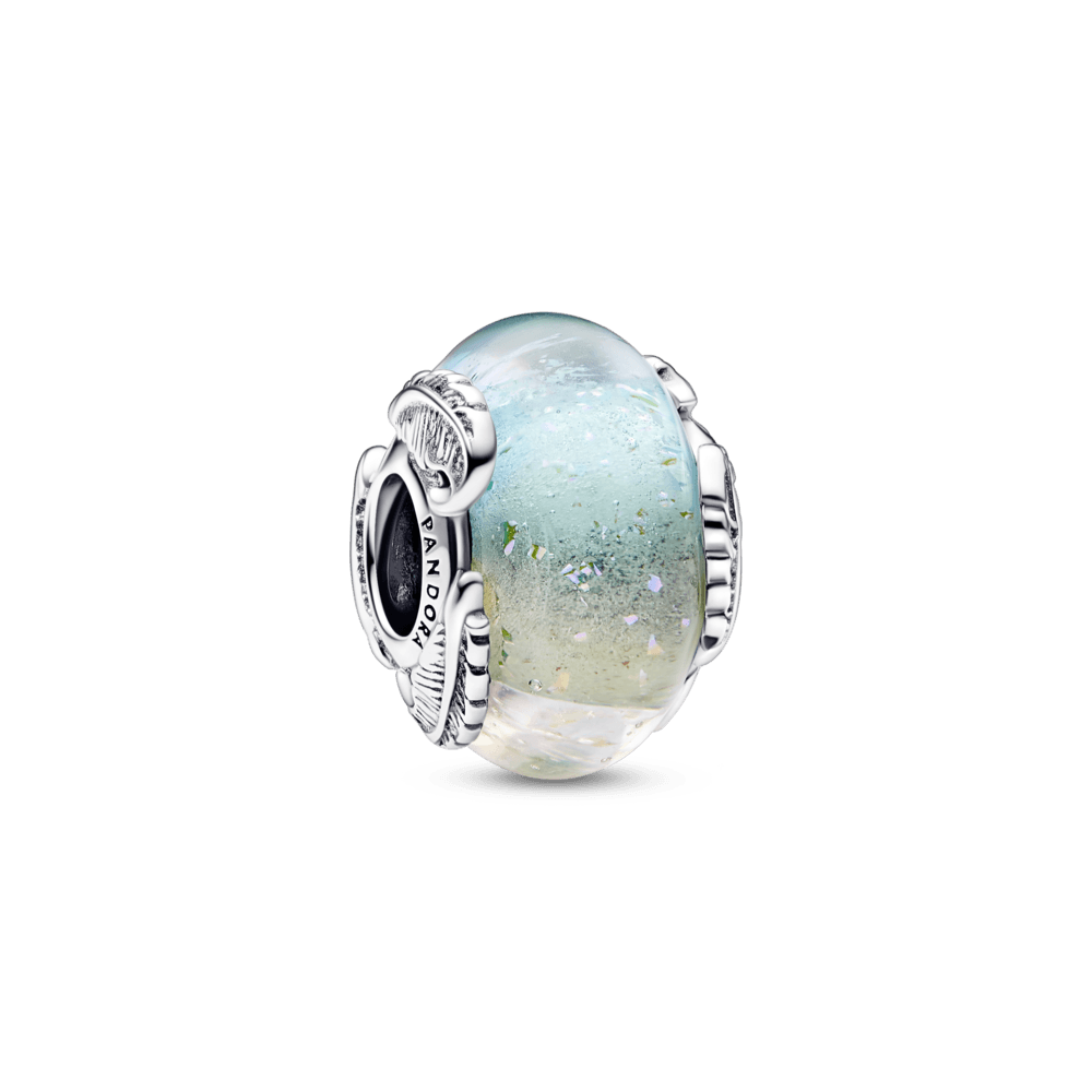 Multicolour Murano Glass & Curved Feather Charm pakabukas - Pandora Lietuva