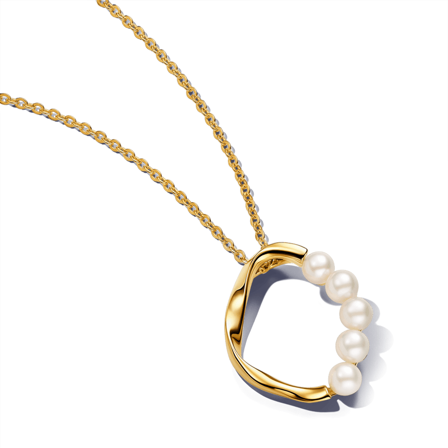 Organiškos formos apskritas vėrinys su apdorotais, dirbtiniu būdu išaugintais gėlavandeniais perlais - Pandora Lietuva