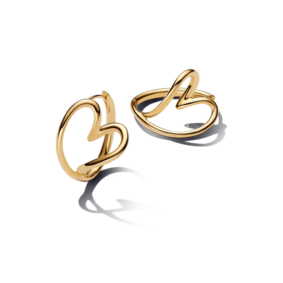 Organiškos lankelio formos auskarai „Širdis“ - Pandora Lietuva