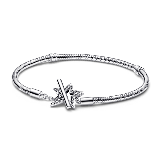Pandora Moments Asymmetric Star T-bar Snake Chain Bracelet apyrankė su gyvatės pynimo grandinėle - Pandora LT