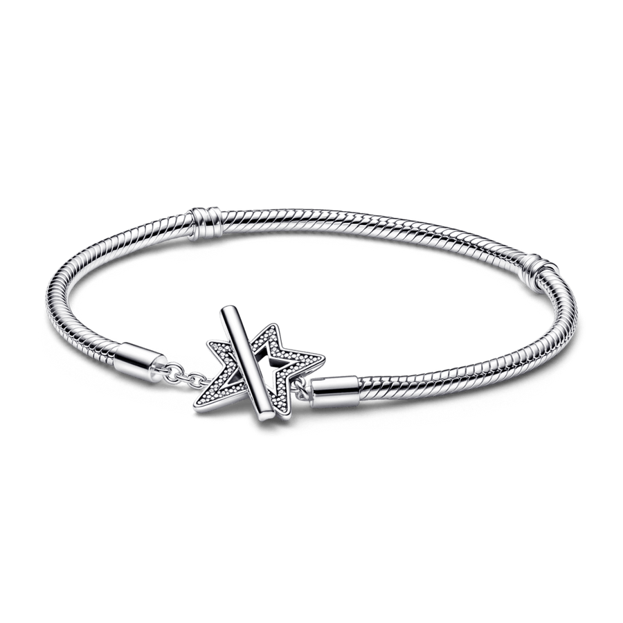 Pandora Moments Asymmetric Star T-bar Snake Chain Bracelet apyrankė su gyvatės pynimo grandinėle - Pandora LT