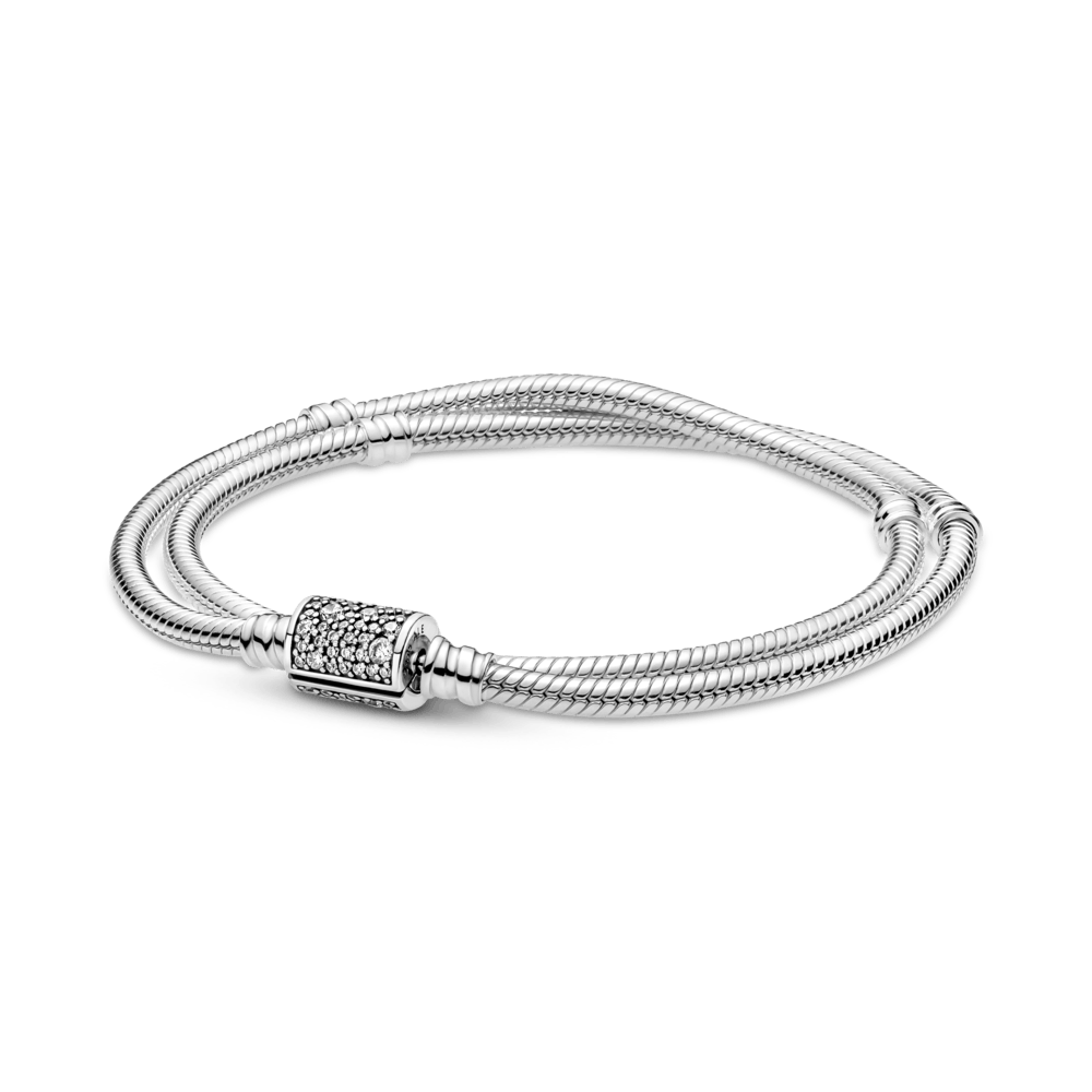 Pandora Moments dvigubo apsukimo statinaitės užsegimo gyvatės pynimo grandinėlės apyrankė - Pandora LT