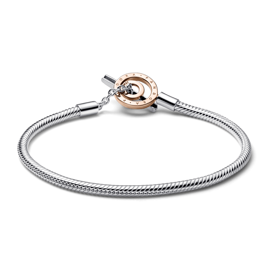 Pandora Signature Two-tone Logo T-Bar Snake Chain Bracelet apyrankė - Pandora LT