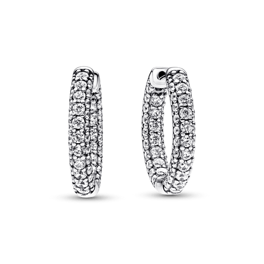 Pandora Timeless Pavé vienos eilės auskarai su lankeliu - Pandora Lietuva