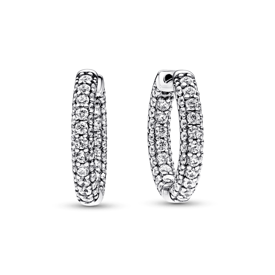 Pandora Timeless Pavé vienos eilės auskarai su lankeliu - Pandora Lietuva