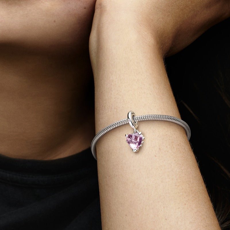 Pink Family Tree & Heart Dangle Charm - Pandora Lietuva