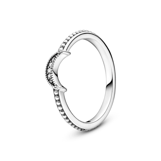 Pusmėnulio formos žiedas su karoliukais - Pandora LT