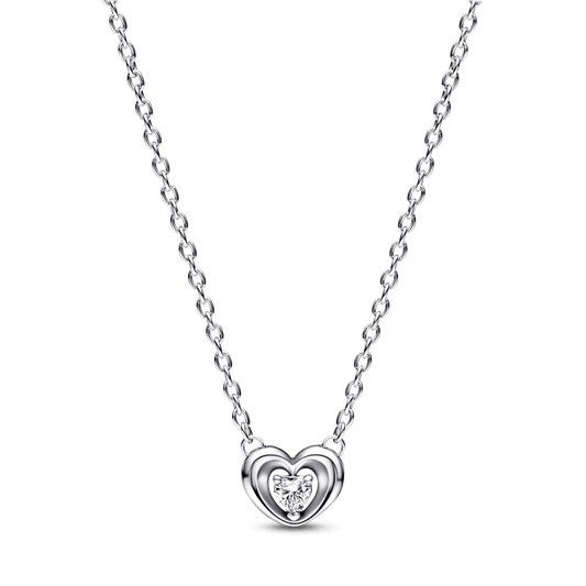 Radiant Heart & Floating Stone Pendant Collier Necklace karoliai - Pandora LT