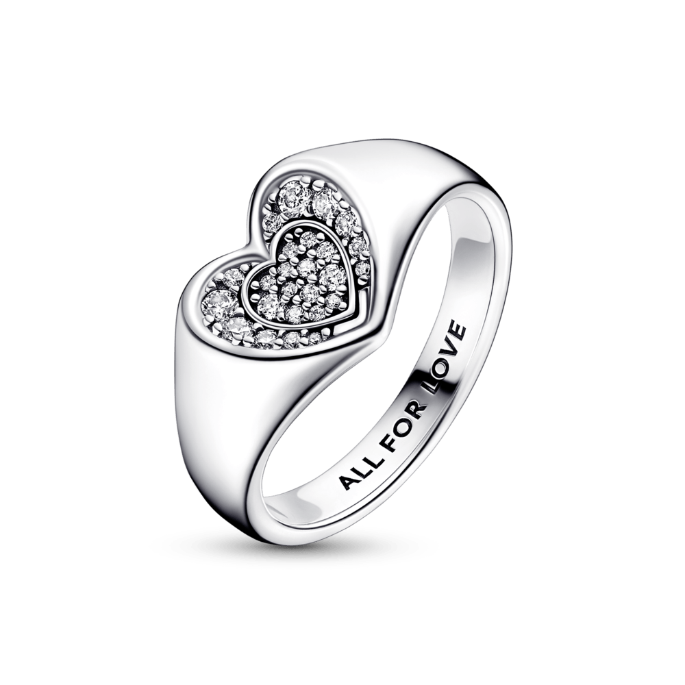 Radiant Heart Pave Signet Ring žiedas - Pandora LT