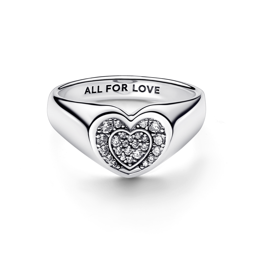 Radiant Heart Pave Signet Ring žiedas - Pandora LT