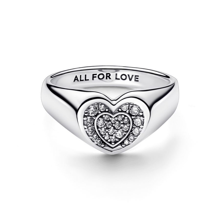 Radiant Heart Pave Signet Ring žiedas - Pandora LT