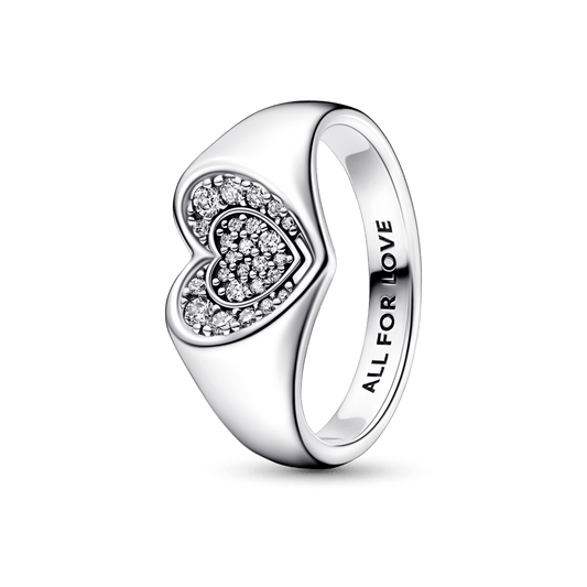 Radiant Heart Pave Signet Ring žiedas - Pandora LT