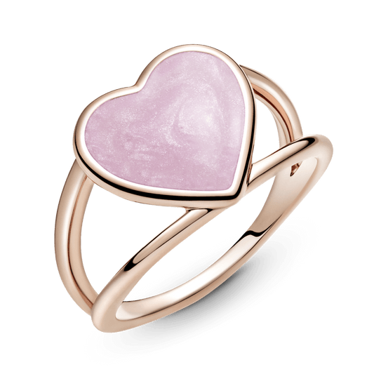 Rausvas sūkurinis širdies formos žiedas - Pandora LT