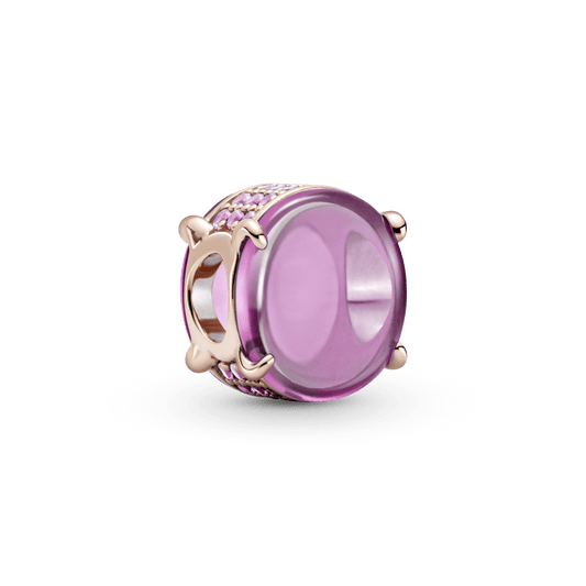 Rausvasis ovalaus kabošono karoliukas - Pandora Lietuva