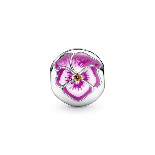 Rausvos gėlės našlaitės spaustukas - Pandora Lietuva