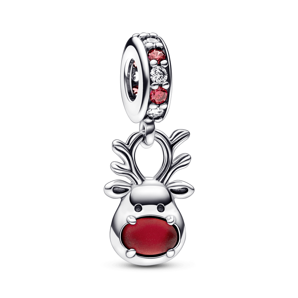 Red Nose Reindeer Murano Dangle Charm - Pandora LT