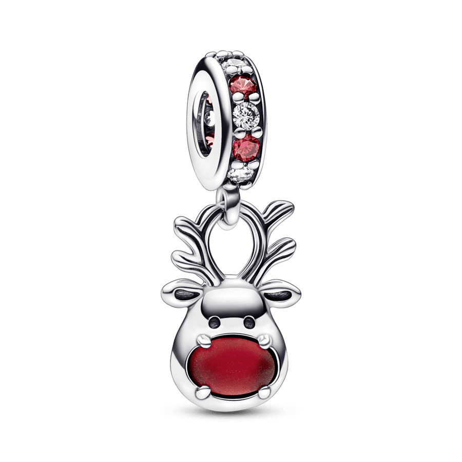 Red Nose Reindeer Murano Dangle Charm - Pandora LT