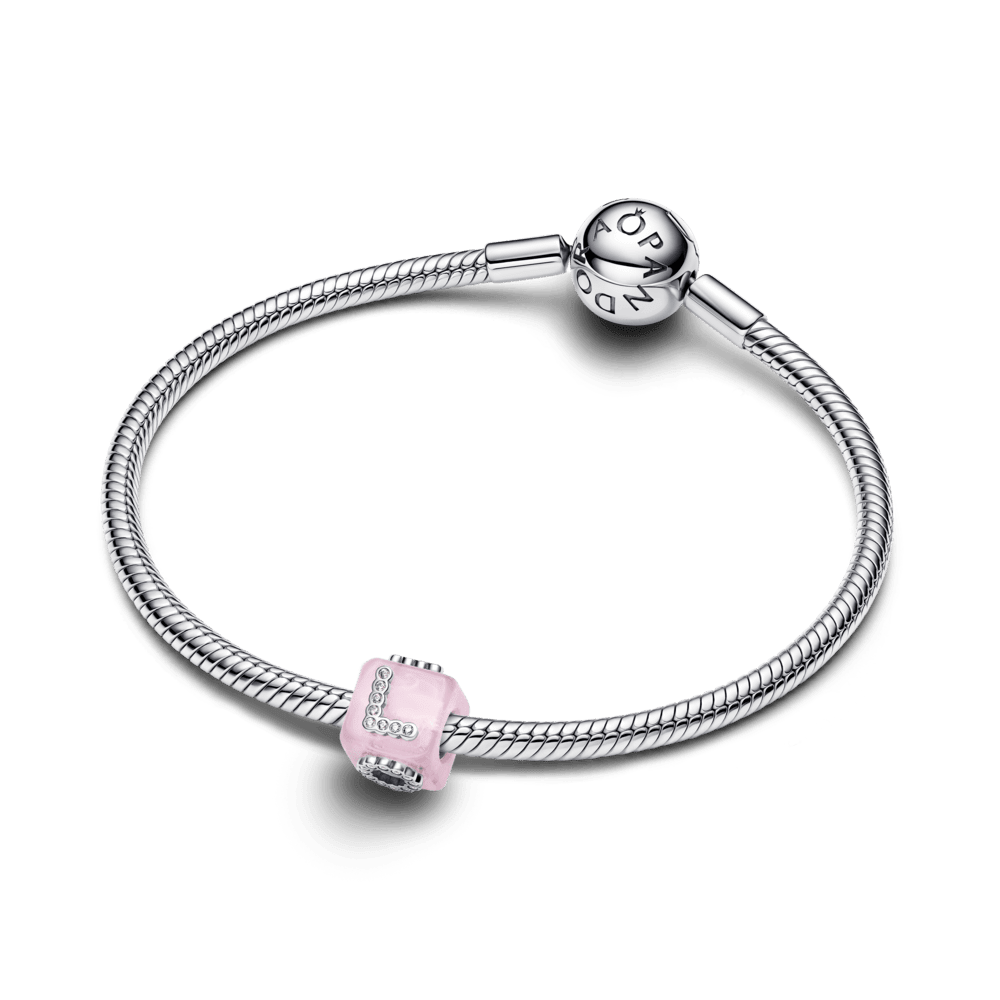 Rožinio Murano stiklo karoliukas „Meilės kubas“ - Pandora Lietuva