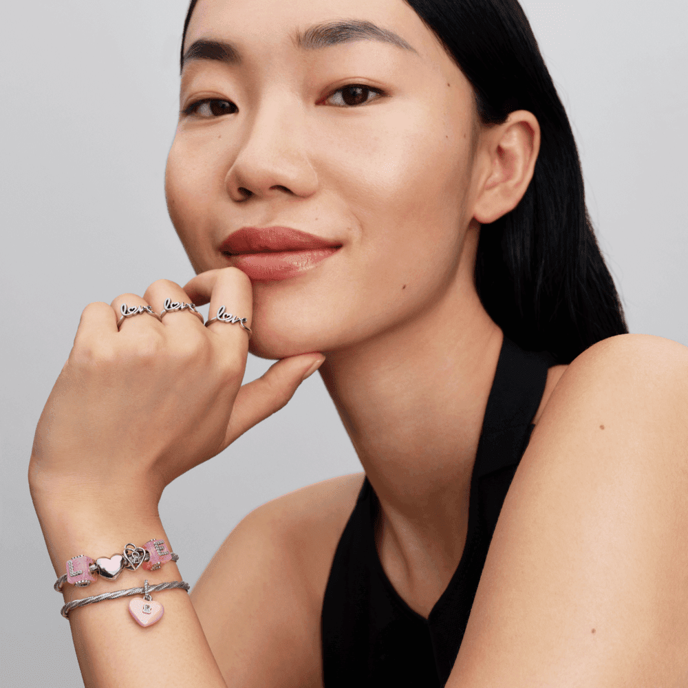 Rožinio Murano stiklo karoliukas „Meilės kubas“ - Pandora Lietuva