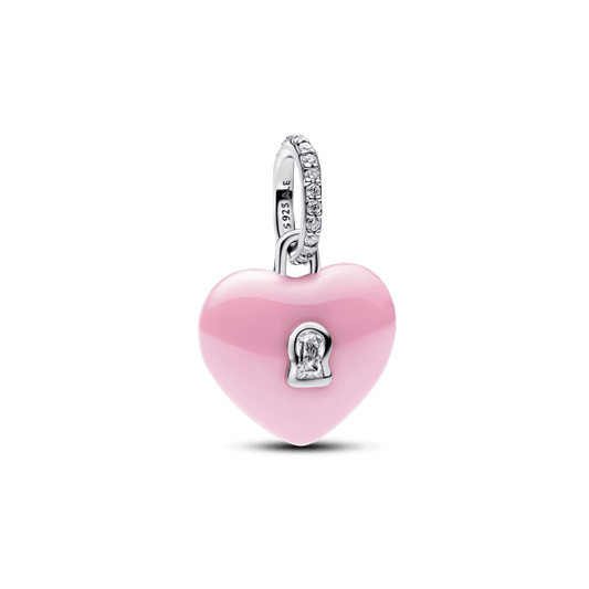 Rožinis keramikinis kabantis karoliukas „Širdies formos spynelė“ - Pandora Lietuva
