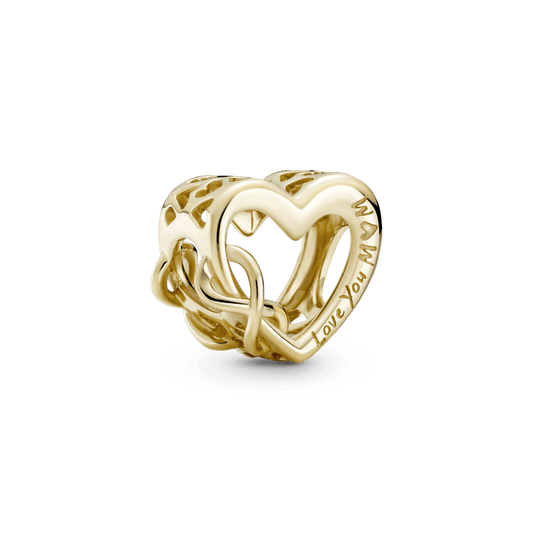 Širdelės formos karoliukas su begalybės simboliu „Mama, myliu tave‟ - Pandora Lietuva